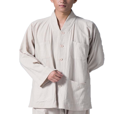 慈缘棉麻春秋季长袖短衫僧服短褂