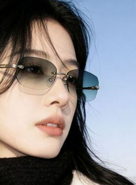 新款中古无框墨镜女款高级感y2k