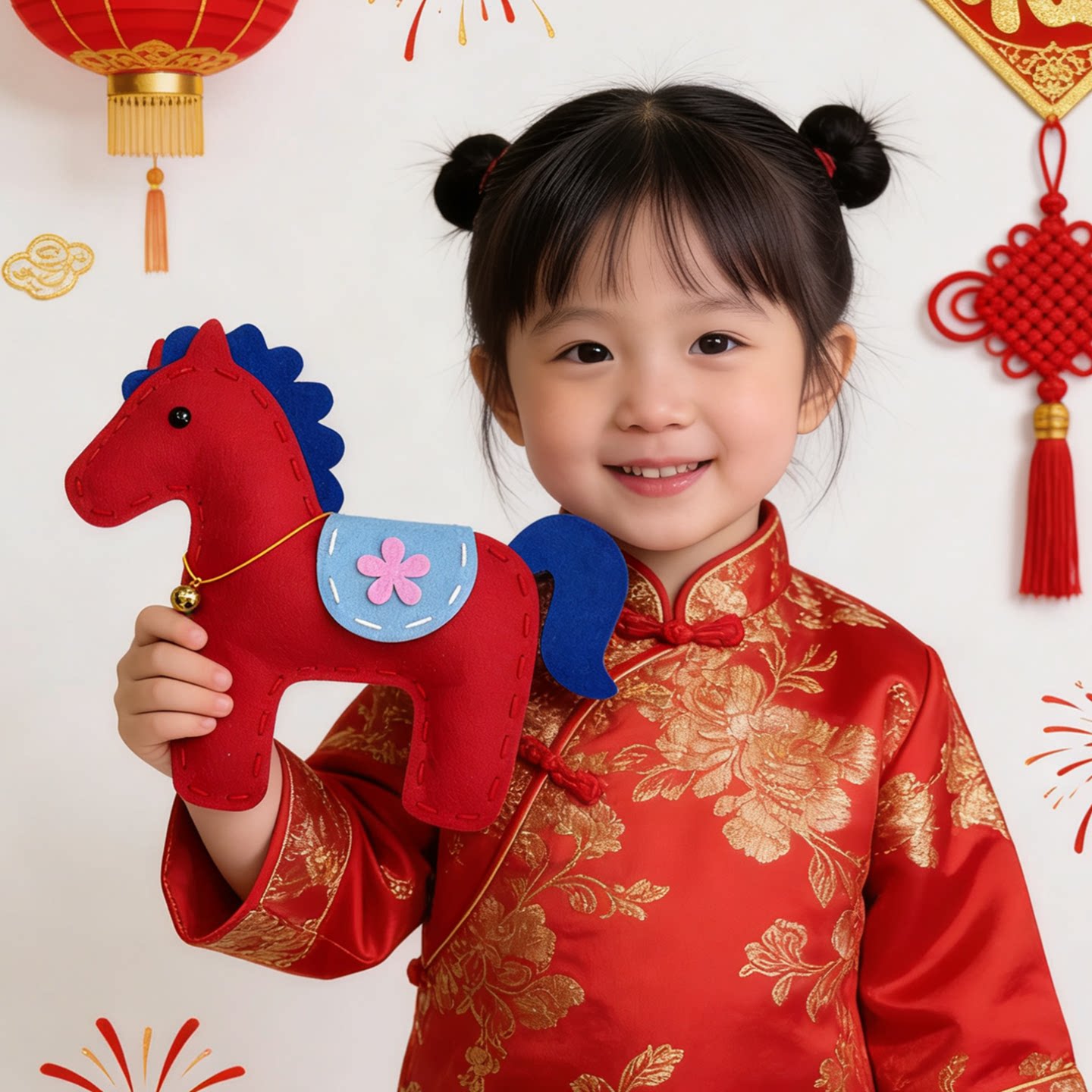 马年新年小马手工不织布diy材料包儿童玩具礼物幼儿园亲子作业