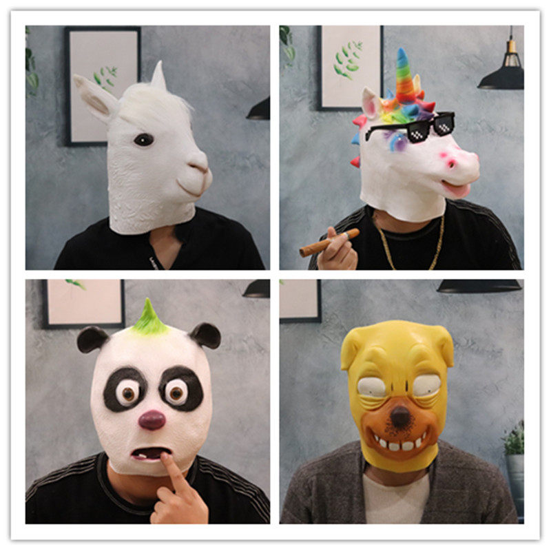动物面具头套马哈士奇狗猩猩面具COS搞笑怪驴头抖音快手表演道具