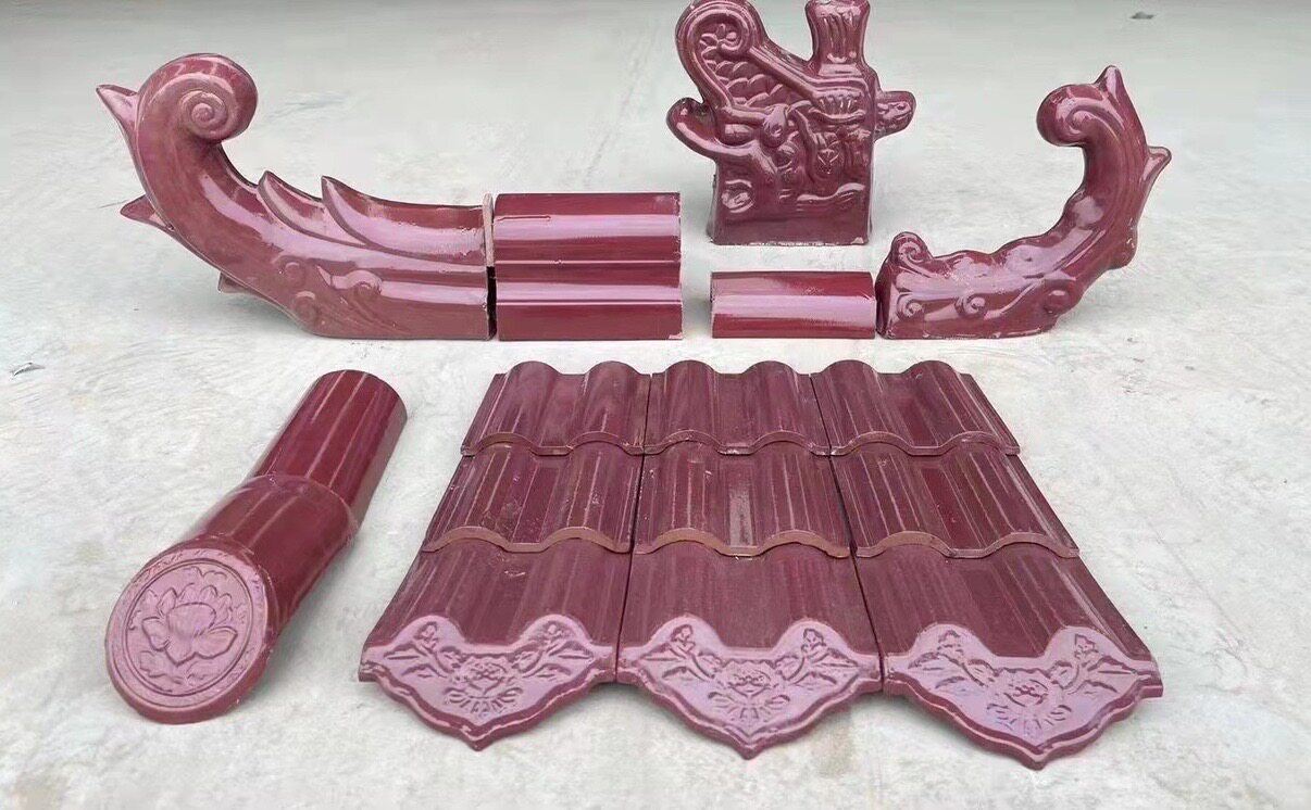 15&times;15波纹瓦双筒瓦琉璃瓦屋檐陶瓷围墙瓦片仿古全瓷三曲彩瓦