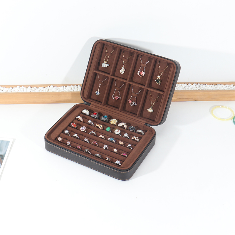 超纤皮质首饰盒大容量多功能戒指项链收纳盒唐卡佛牌吊坠收藏盒子