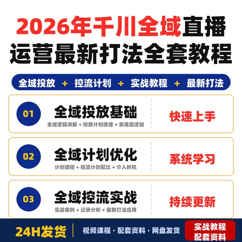 2026年千川全域直播运营最新打法课掌握全域投放计划搭建全套教程