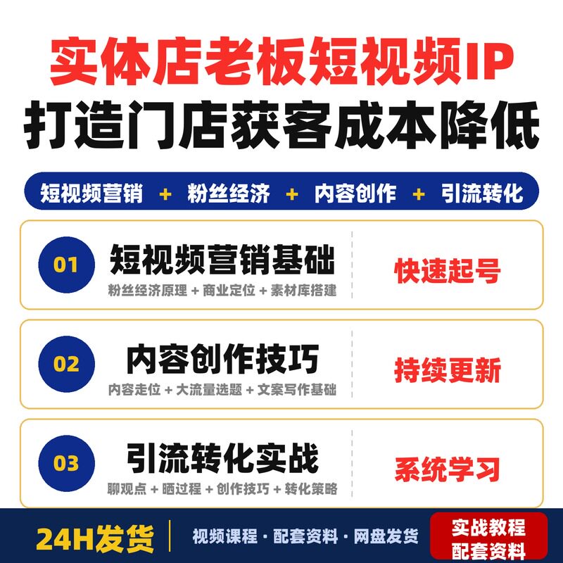 实体店老板专属短视频IP打造教程系统学习创业零基础入门教程