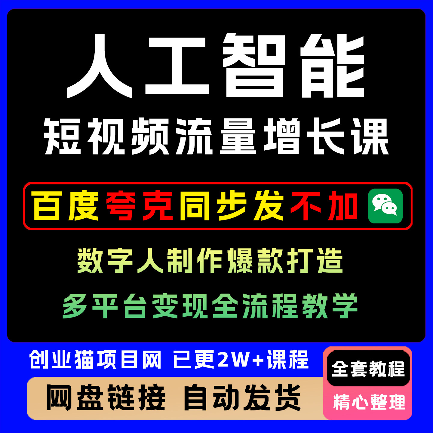 人工智能短视频流量增长课数字人制作爆款打造多平台变现教学