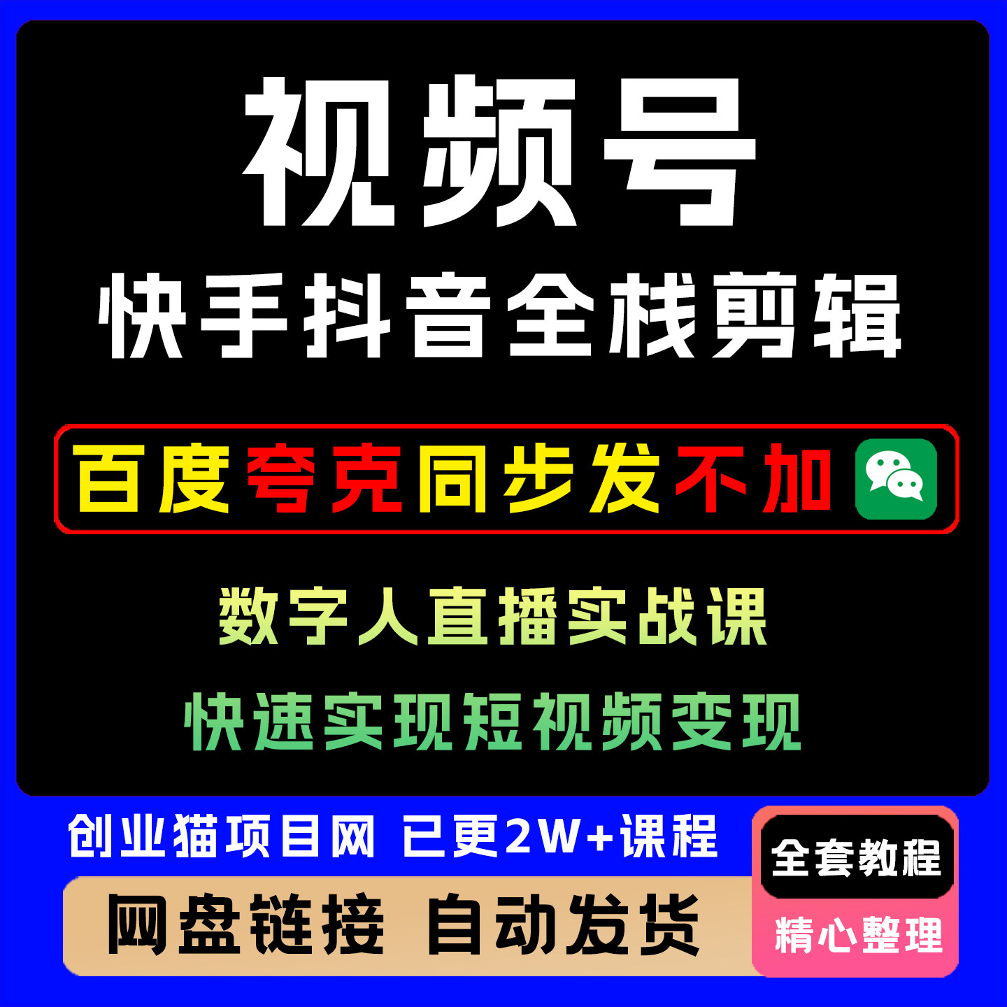 视频号快手抖音全栈剪辑+数字人直播实战课,快速实现短视频变现