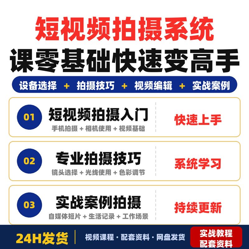 短视频拍摄系统课零基础新手快速变高手学完就能用在工作生活