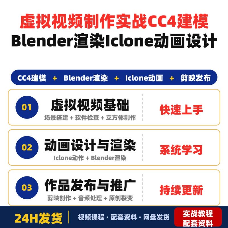 虚拟视频制作实战课CC4建模Blender渲染Iclone动画设计轻