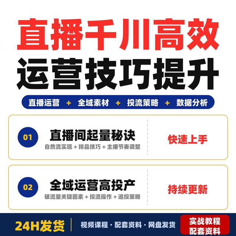 直播千川全域运营自然流高投产和ROI优化实战课程提升完整版熠东