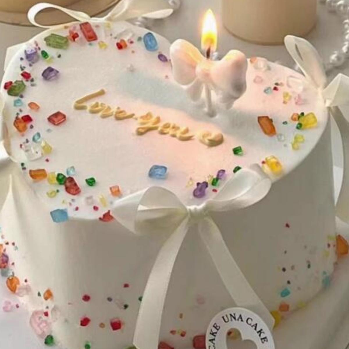 韩国蝴蝶结蜡烛HBD彩色棕色小熊