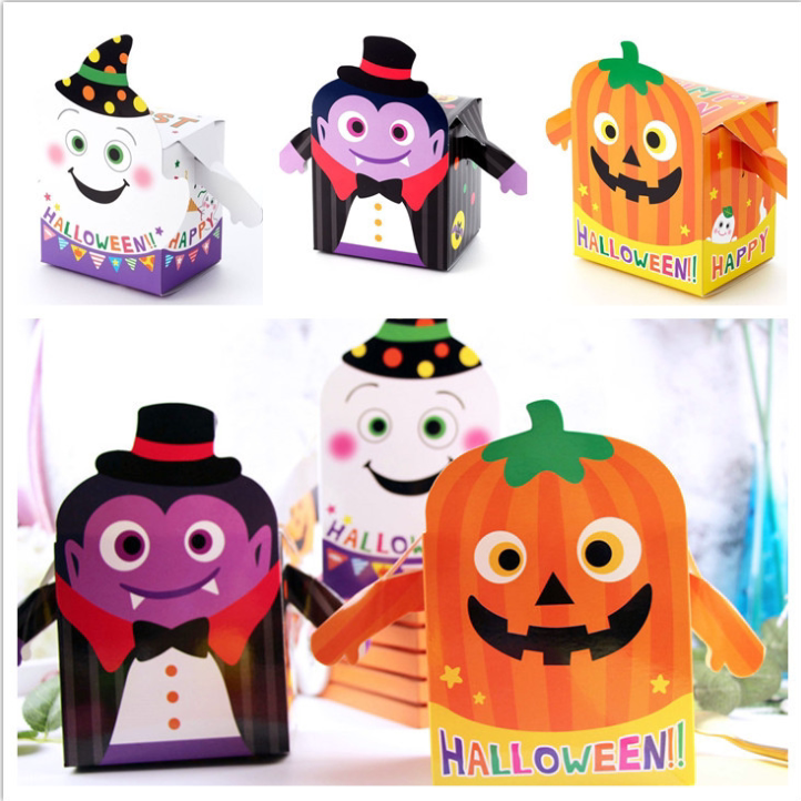 2个手臂款万圣节曲奇饼干盒子南瓜幽灵食品点心纸盒糖果袋包装