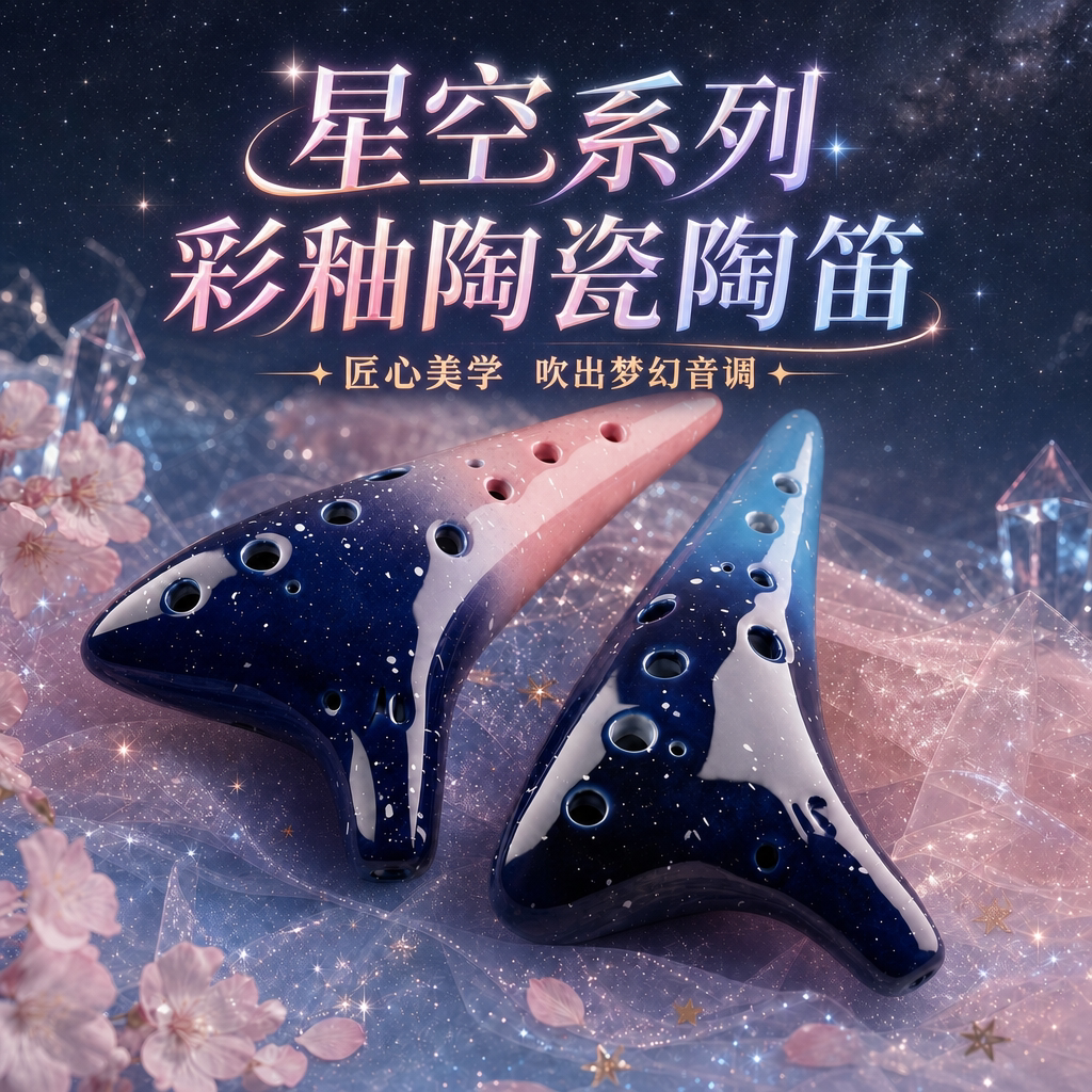 天鹅F4星空陶瓷陶笛乐器12孔AC中音小学生专用十二初学入门旗舰店