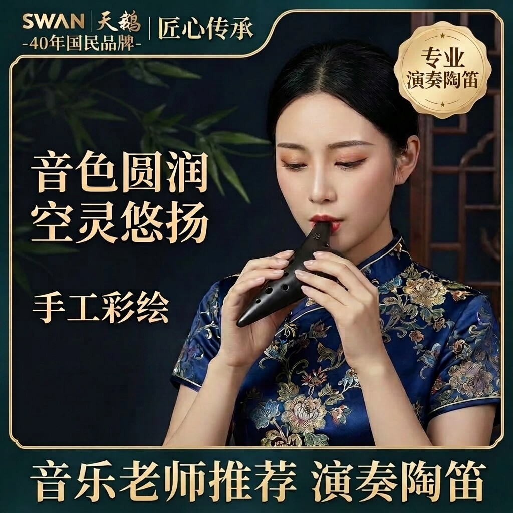 天鹅专业演奏12孔陶笛图片