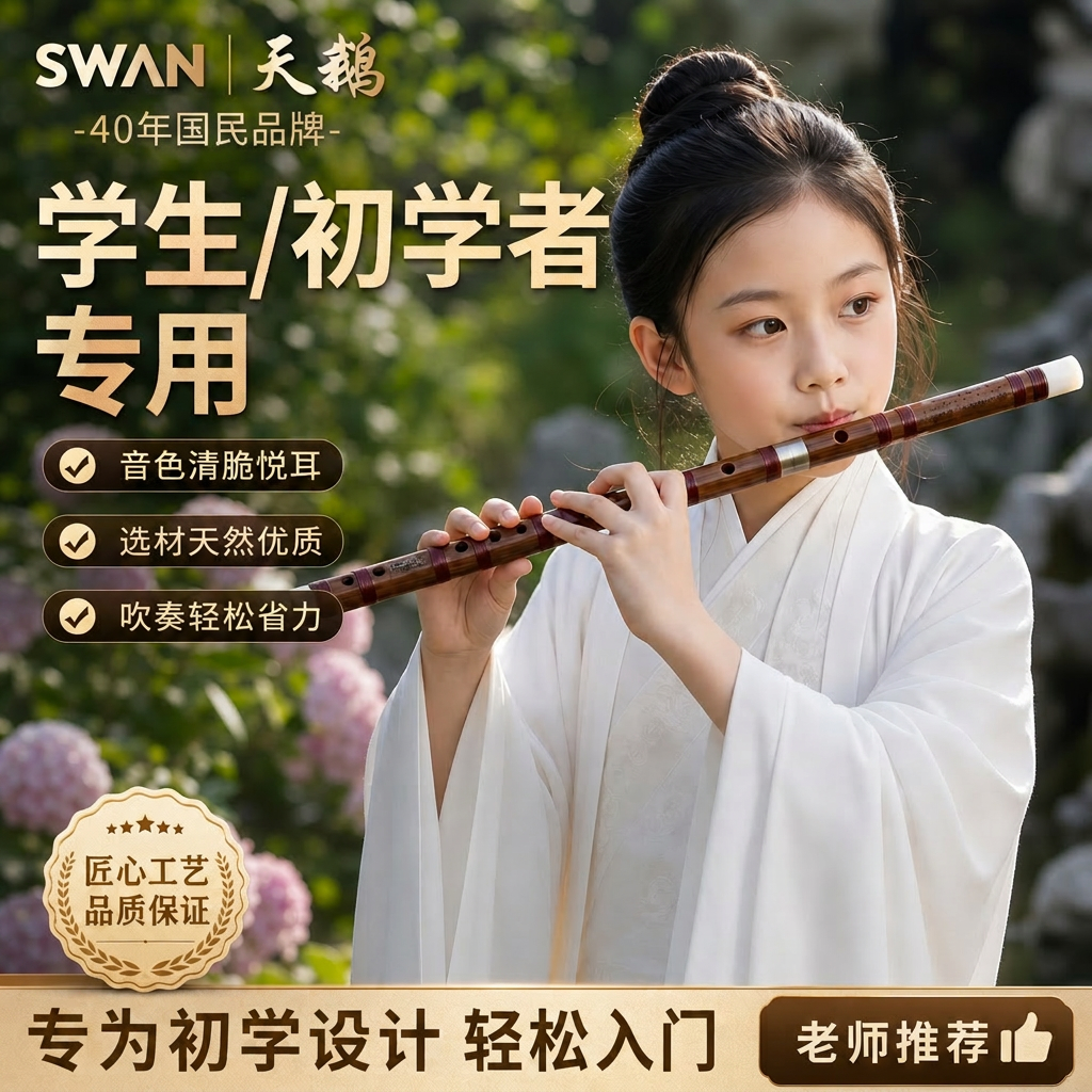 儿童小学生专用横笛子高颜值古风竹笛乐器初学者入门十大品牌名牌