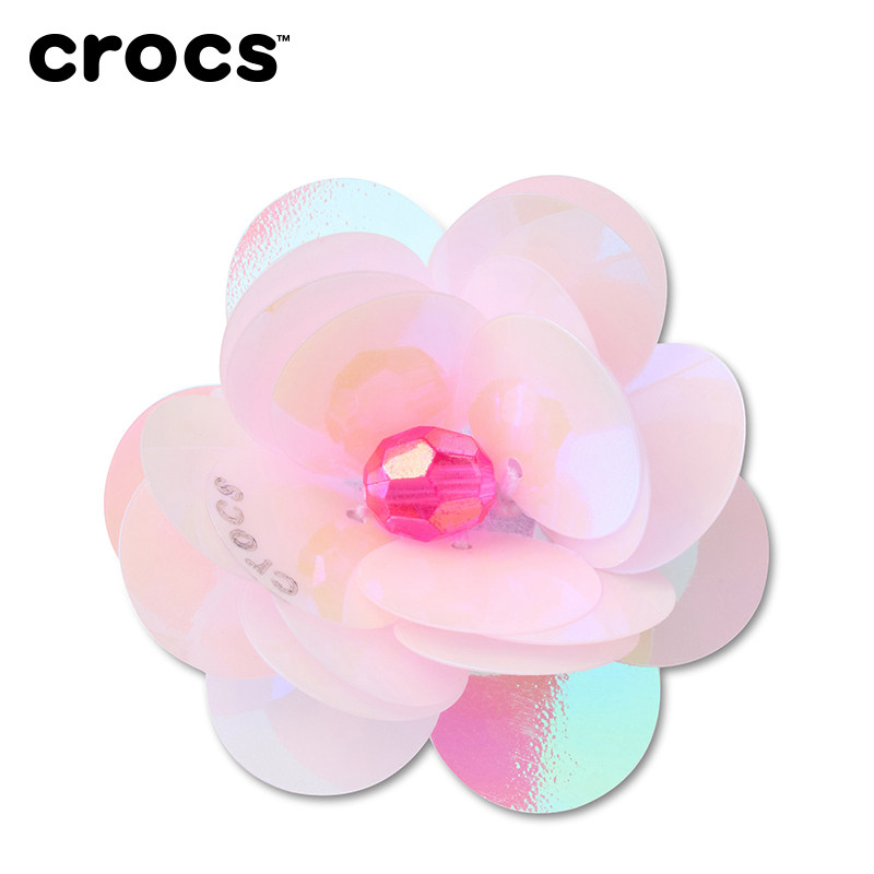 Crocs卡骆驰智必星配件洞洞鞋花 闪亮粉红花 银色闪亮花