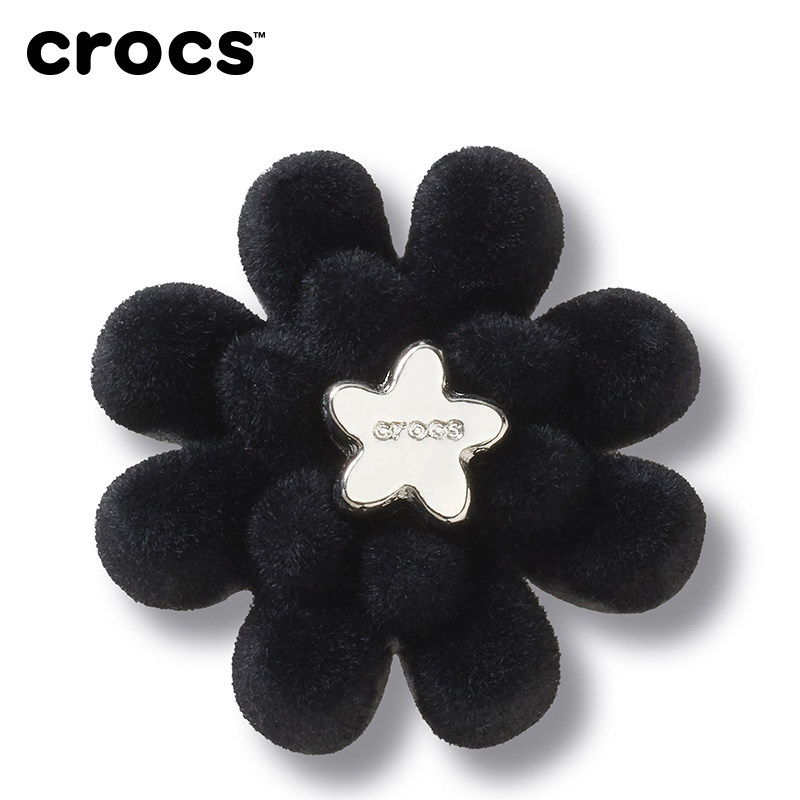 白鹿同款Crocs卡骆驰智必星配件洞洞鞋花 黑色丝绒花