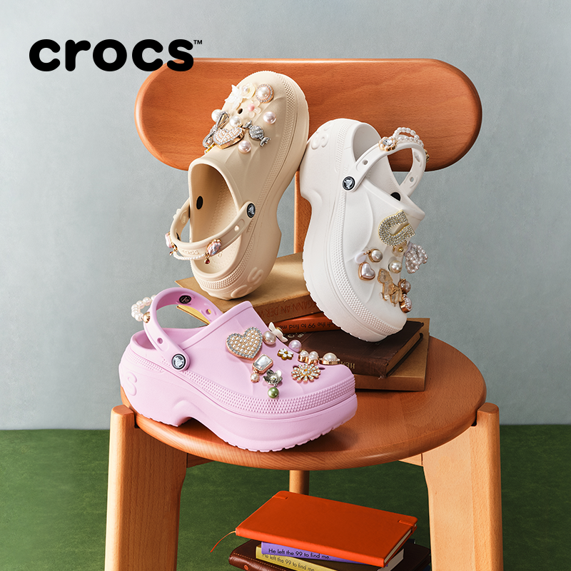 Crocs卡骆驰贝拉洞洞鞋户外沙滩鞋包头高跟女鞋厚底凉鞋|210062