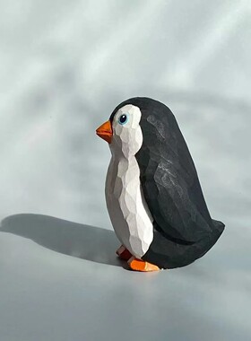 可爱手工雕刻情人节礼物卡通企鹅工艺品装饰桌面家居摆件批发