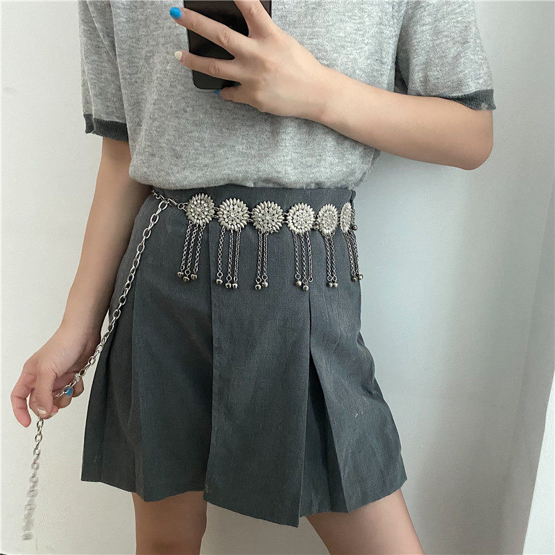 铃铛吊坠金属腰链女士欧美镶钻高级感法式腰带JK格裙连衣裙子装饰
