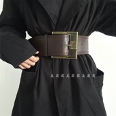 皮带腰带高级感配裙子西装 秋冬美式 辣妹复古美拉德棕色大宽版 皮带