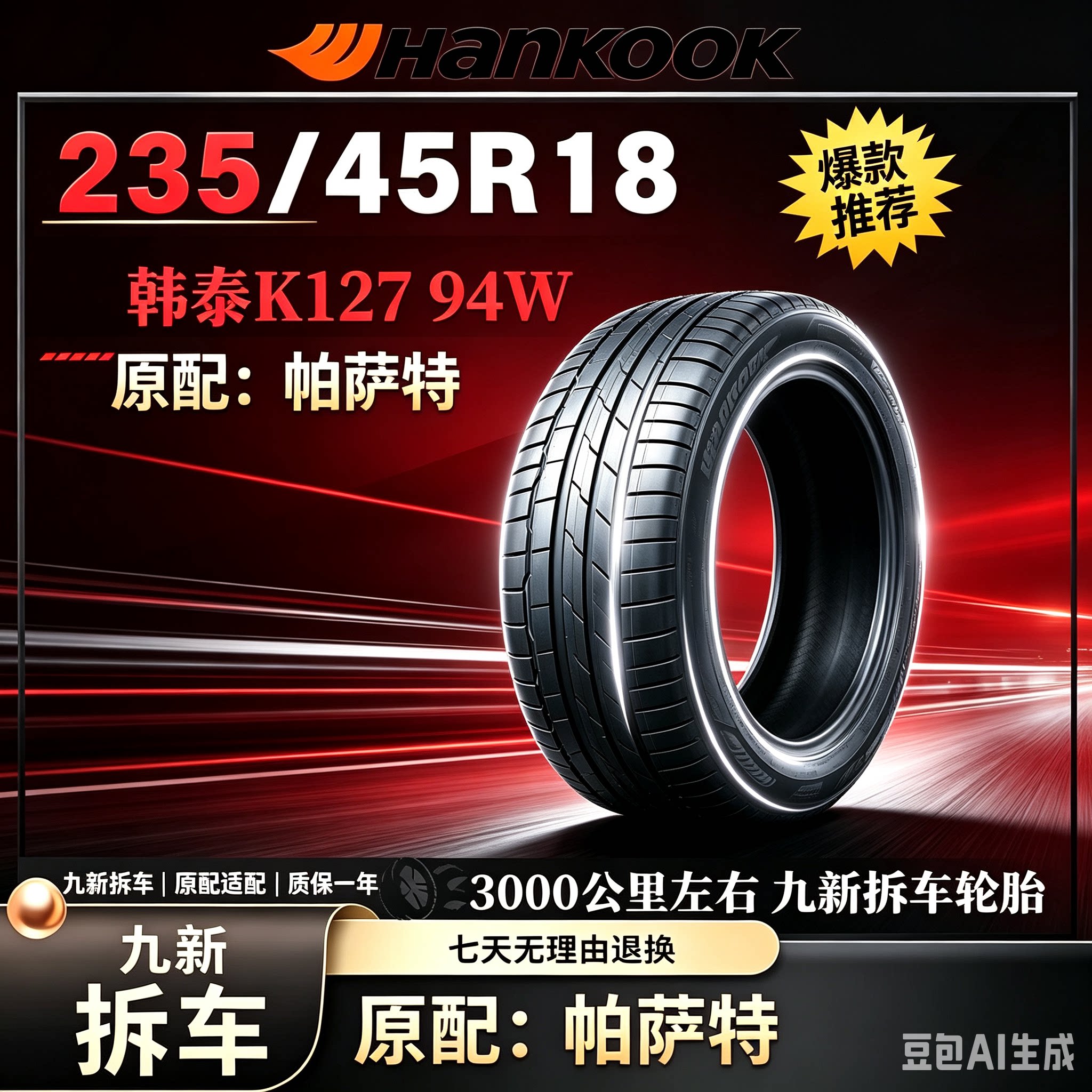 韩泰Ventus S1 evo3 235/45R18 94W原配帕萨特凯美瑞正品轮胎图片