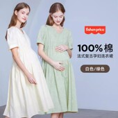 孕妇装 费雪孕妇夏装 纯棉裙子中长款 大码 连衣裙2026新款 宽松夏季