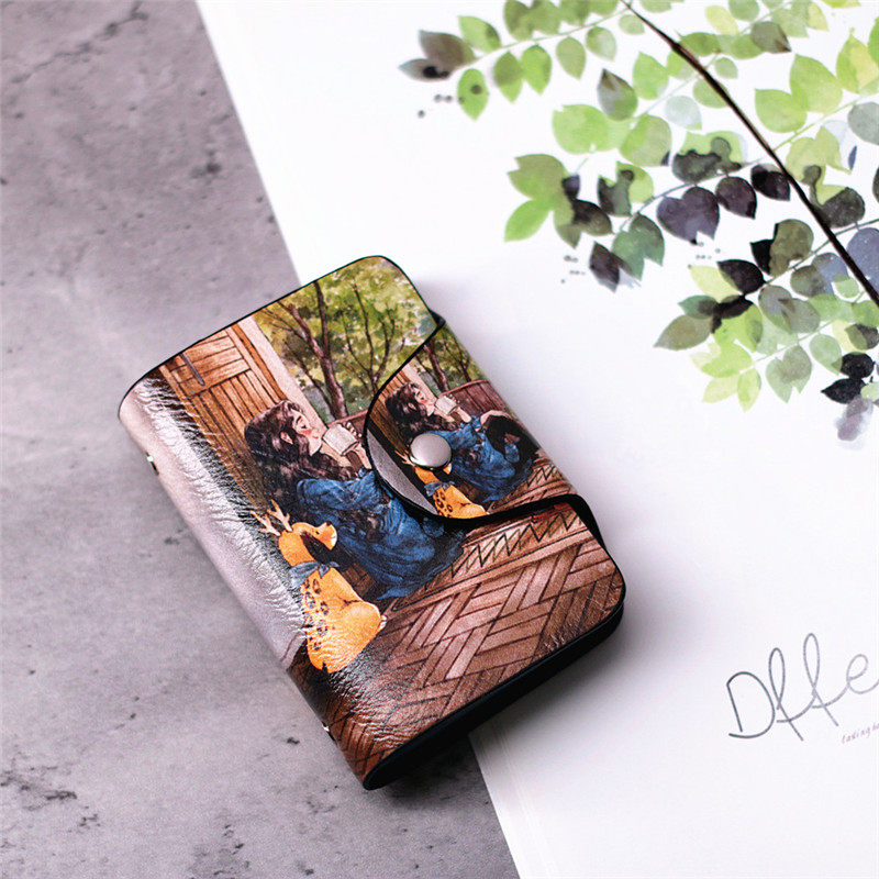 Graffiti Printing lovely Card package the republic of korea Ladies Buckle Turn page Coloured drawing Bank Card Pack Hand drawn Retro freshin the Leather/Lady bags/Men's bag, Card package  category - from Buy2taobao.com to provide professional Taobao agent buy service