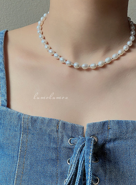 小红书同款淡水珍珠项链女复古百搭S925银珠时尚简约高级感锁骨链