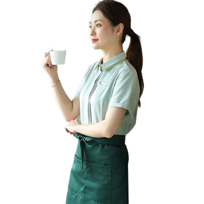 餐饮服务员工作服女短袖衬衫夏季