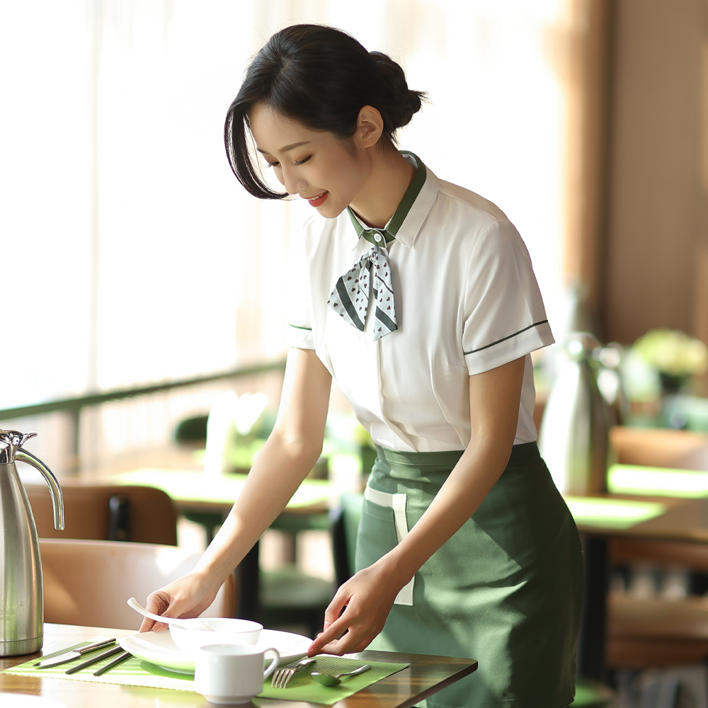 新中式餐饮茶楼服务员工作服私房菜火锅饭店农家乐工装短袖夏定制