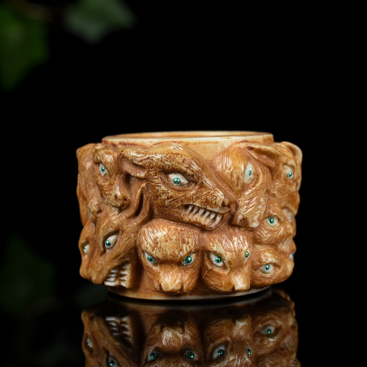 天然老料鹿角男士霸气指环大拇指扳指戒指跑环古玩杂项文玩饰品