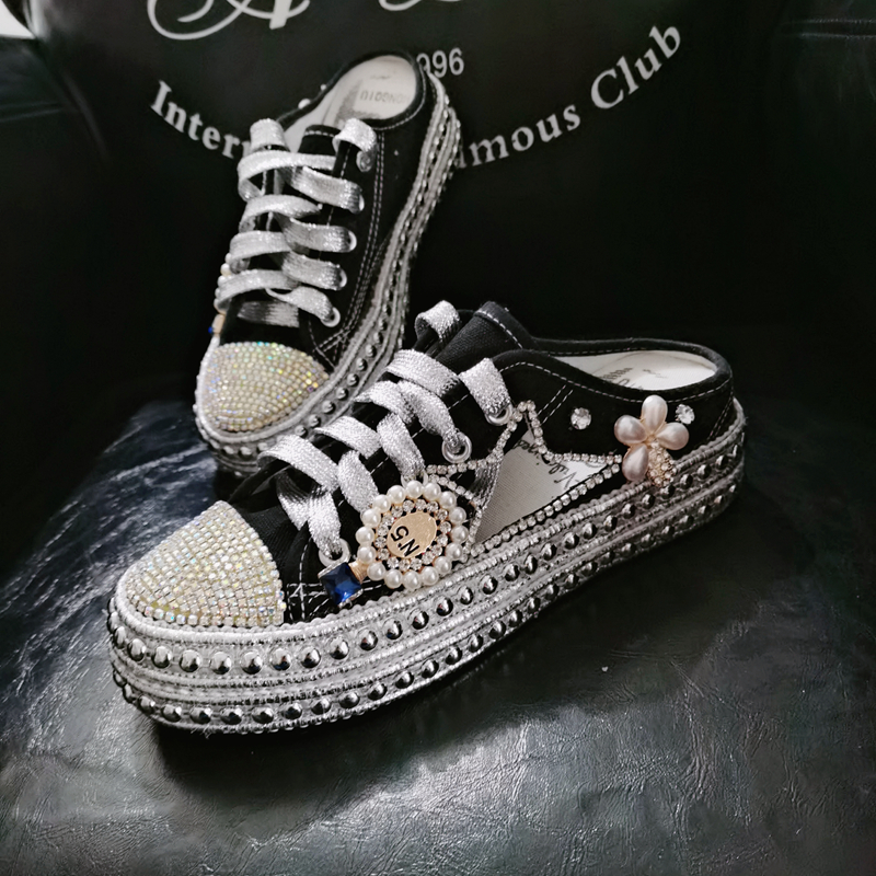 无后跟百搭铆钉厚底休闲风半拖鞋