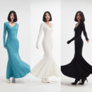 针织长袖 深V鱼尾超长拖地修身 连衣裙 Helin秋冬步步生莲花 Louis