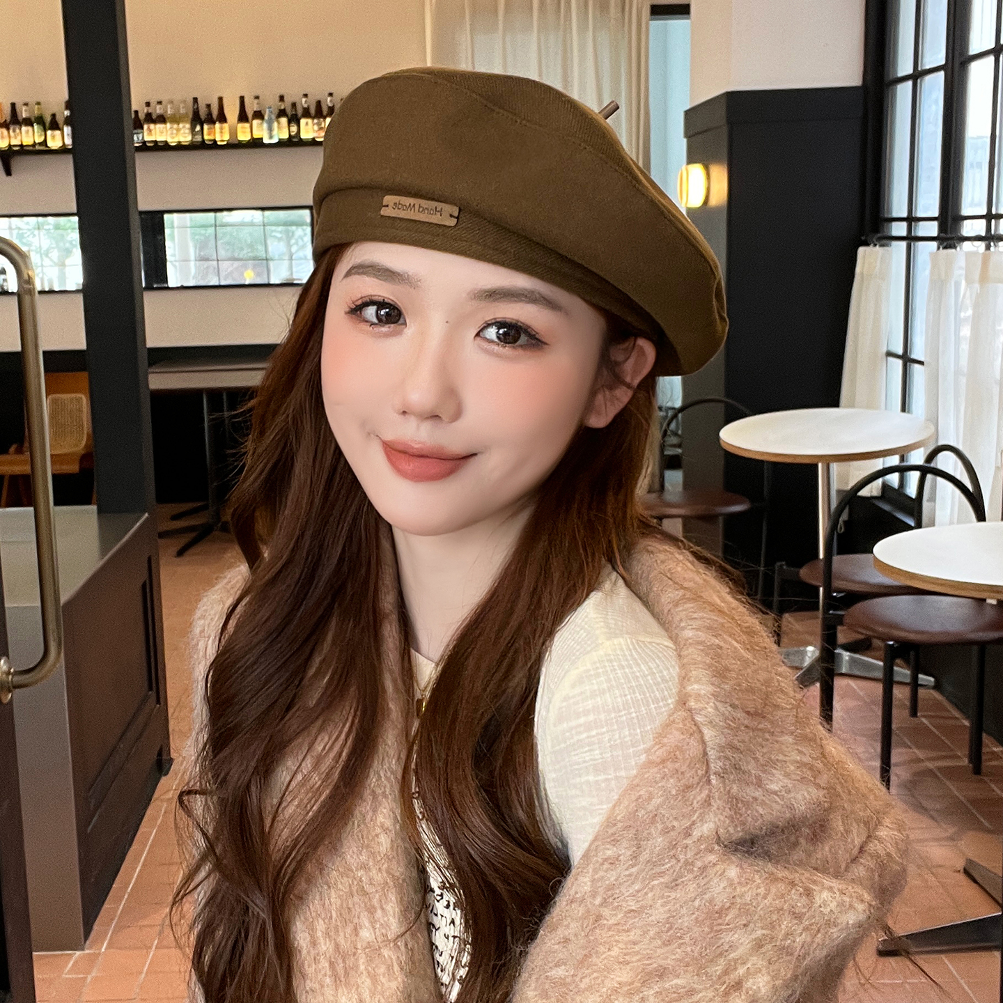 咖色贝雷帽女款2025新款秋冬帽子