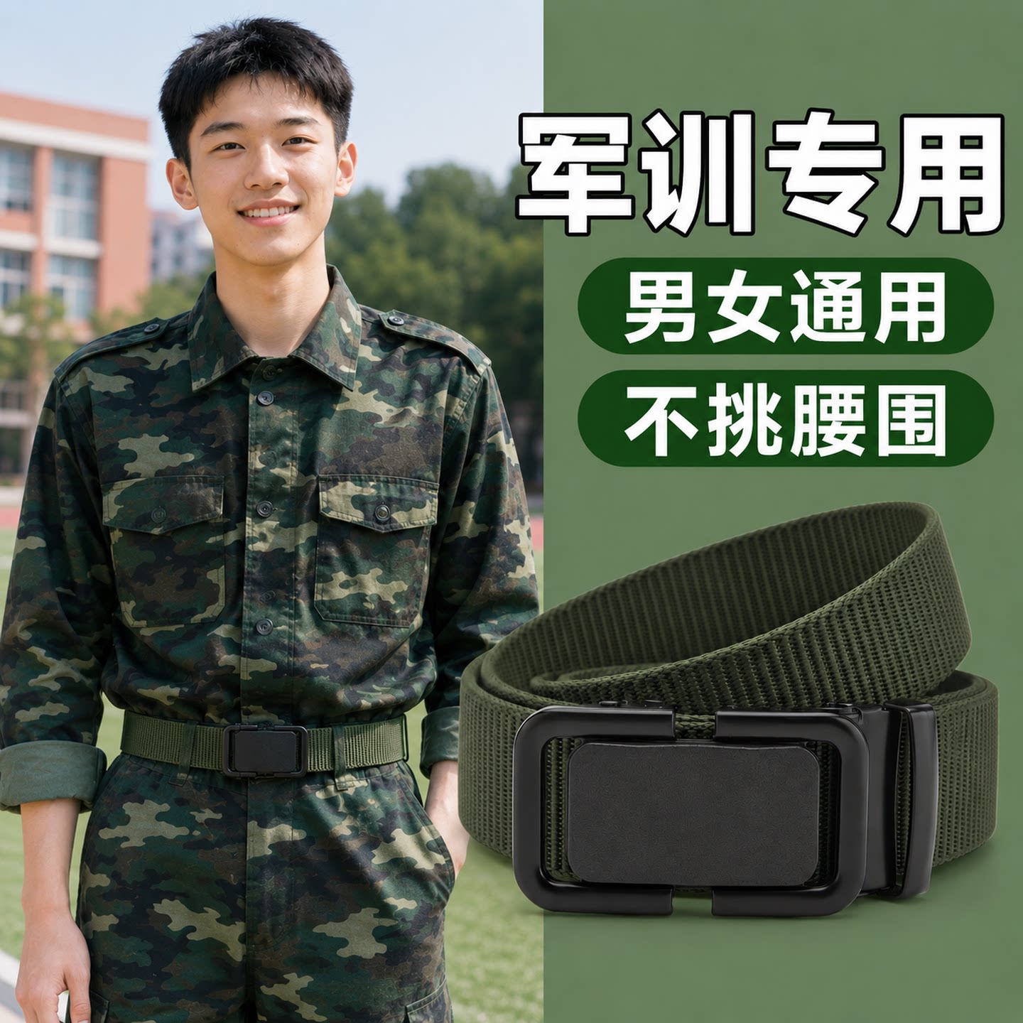 军训专用腰带男自动扣帆布休闲裤带青少年学生可调节懒人神器女生