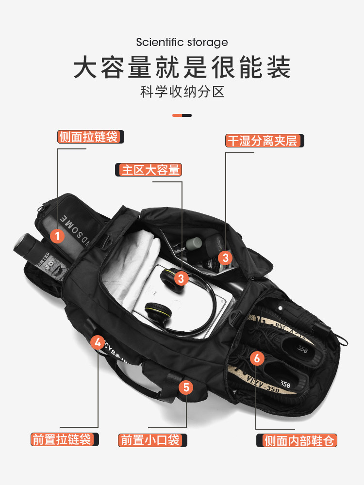 체육관 가방 배낭 남자 휴대용 여행 가방 남자 대용량 수하물 가방 수하물 가방 건식 및 습식 분리 스포츠 가방