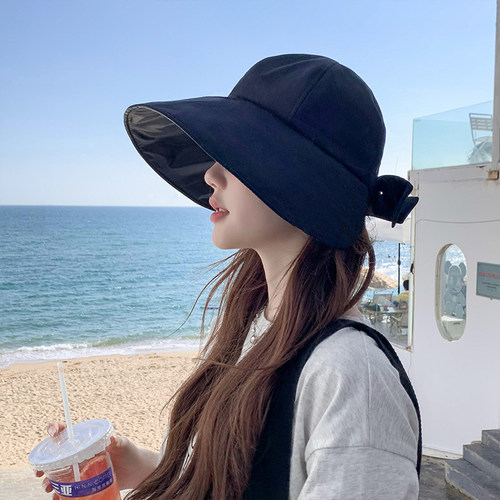 黑胶防晒渔夫帽女夏季