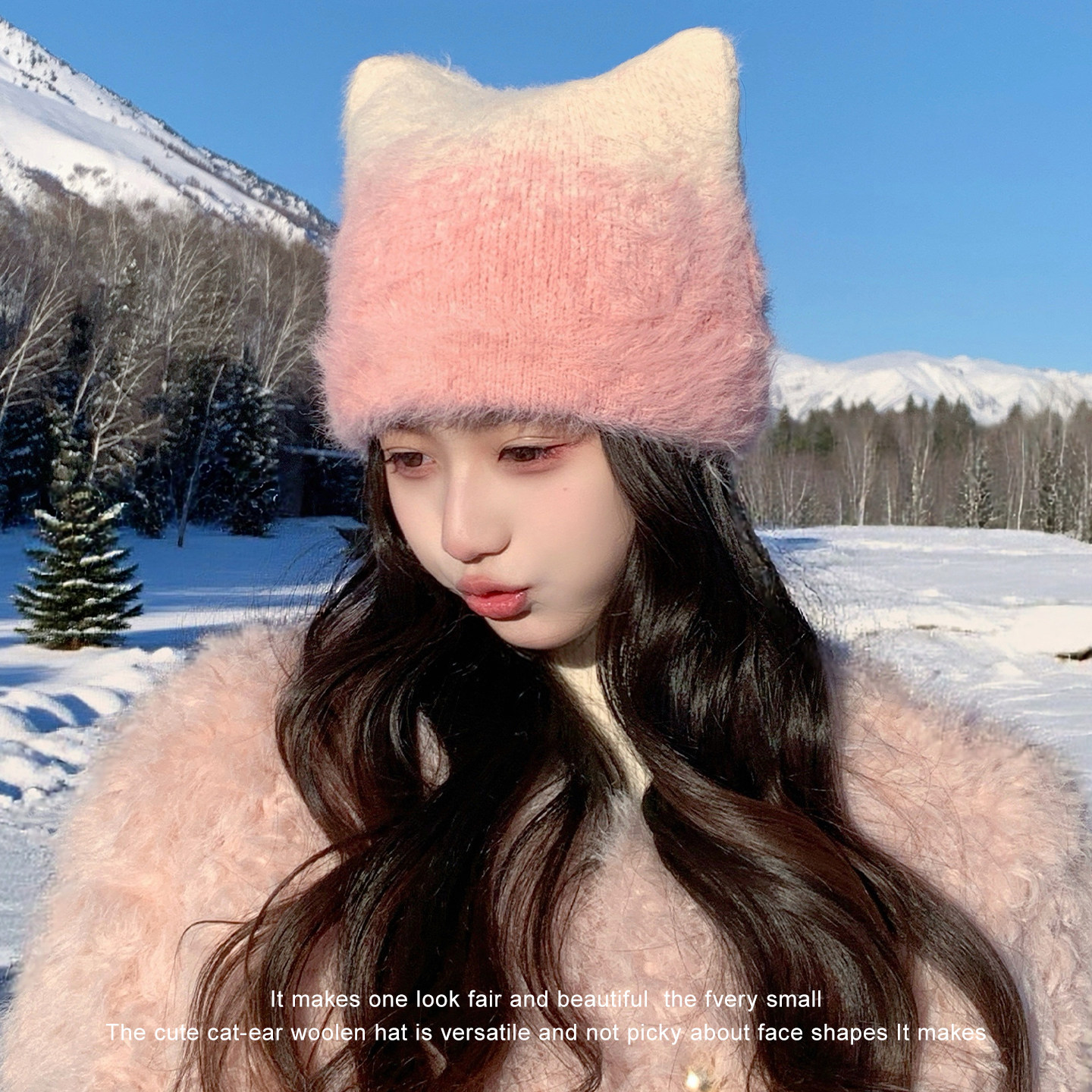 帽子女款2025新款冬粉色小猫帽女生毛绒猫耳朵护耳帽毛线帽针织帽,服饰配件/皮带/帽子/围巾,帽子,淘宝优惠券,粉丝福利购,淘宝优惠卷