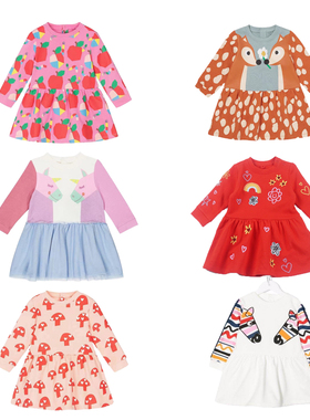 SMC24秋冬有机棉加绒连衣裙女童可爱保暖休闲卫衣裙舒适纯棉裙子