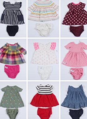 g*p女童夏季全棉连衣裙柔软舒适透气短袖可爱公主裙子短裤套装