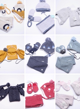 儿童加绒帽子围脖手套套装法单男女童宝宝保暖冬季护耳帽手套