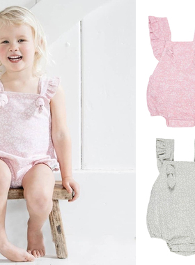 女童夏季纯棉包屁连体澳洲小众TOSHI宝宝洋气轻薄碎花爬服哈衣