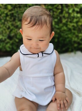 法单轻奢夏季婴儿无袖Polo包屁衣 A类全棉薄款小童开档爬服连体衣