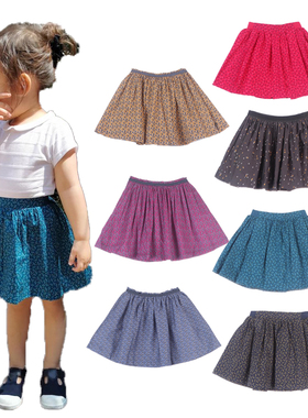 女童春夏全棉半身裙法国ok家森系碎花松紧腰短裙法式优雅花苞裙