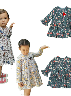 西班牙tuttopiccol*女童春秋长袖印花双层连衣裙洋气舒适公主裙