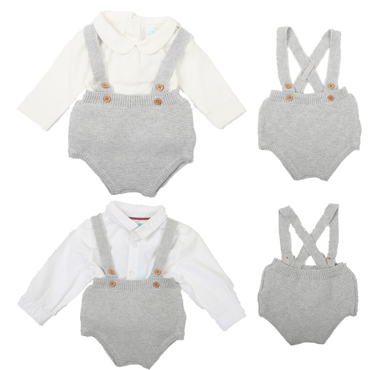 ins韩版春秋男女宝宝幼童针织有机棉线背带纯色连身衣吊带包屁