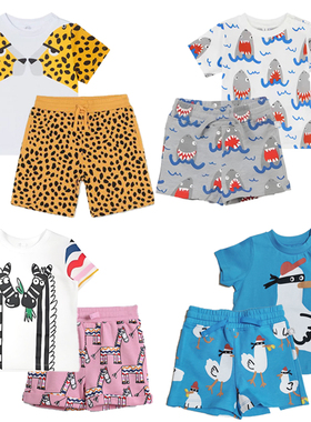 英潮奢SMC有机棉儿童春夏t恤短裤套装全棉圆领休闲两件套粉丝福利