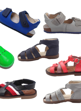 儿童夏凉鞋法国j家男童夏季真皮沙滩鞋魔术贴休闲皮凉鞋