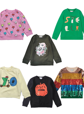 英潮奢SMC有机棉春秋冬卫衣男女童可爱休闲抓绒套头外套圆领上衣