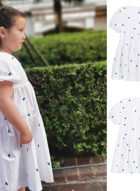 女童春夏连衣裙法国catmin*洋气公主裙轻薄凉快全棉刺绣长裙